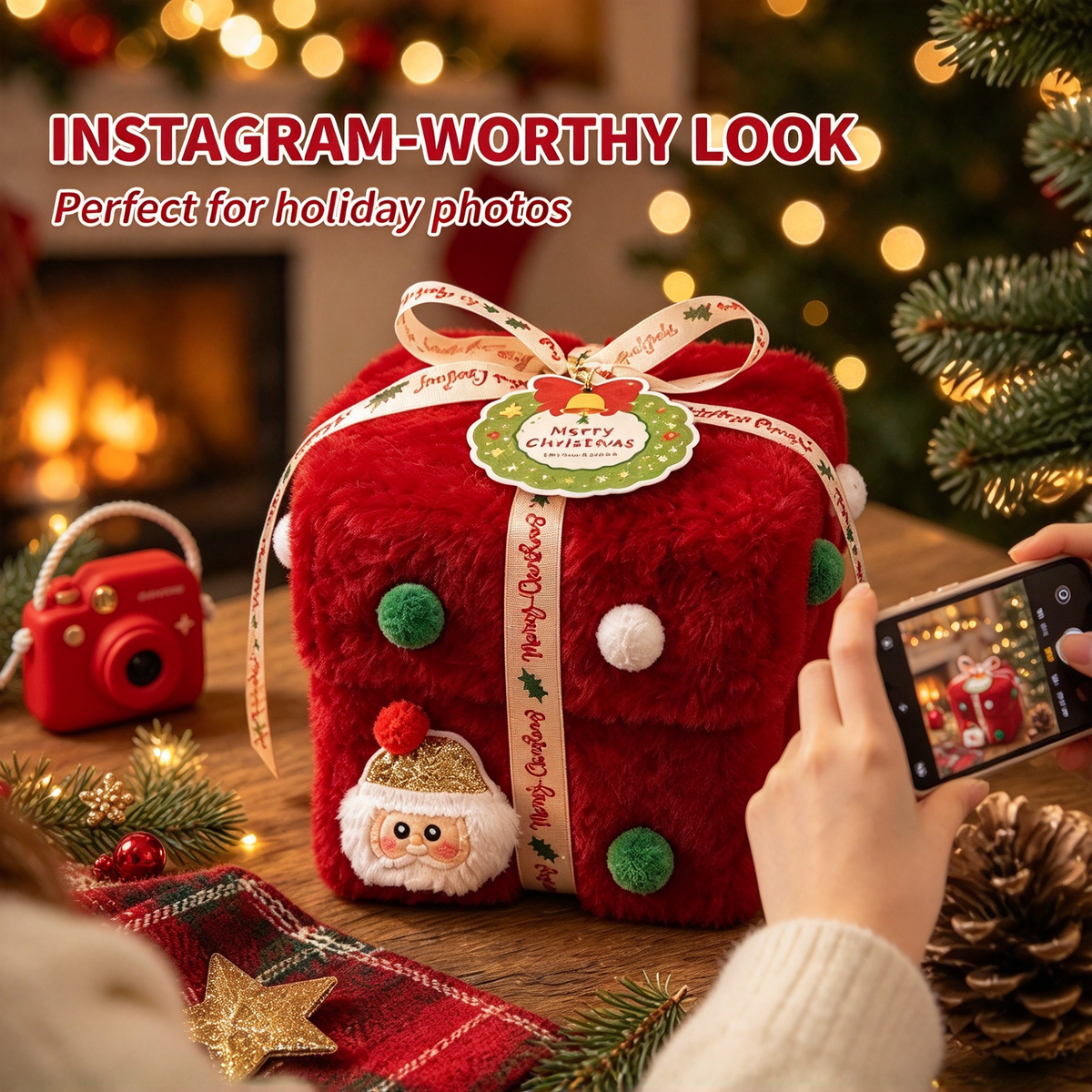 ✨ Christmas Plush Decorative Present Box for Small Gifts