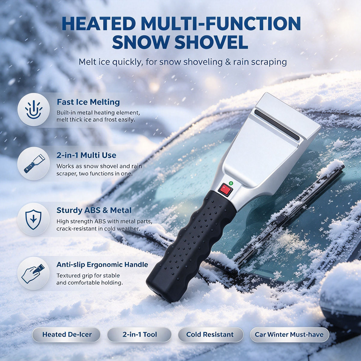 ❄️ Heated Car Ice Scraper for Windshield
