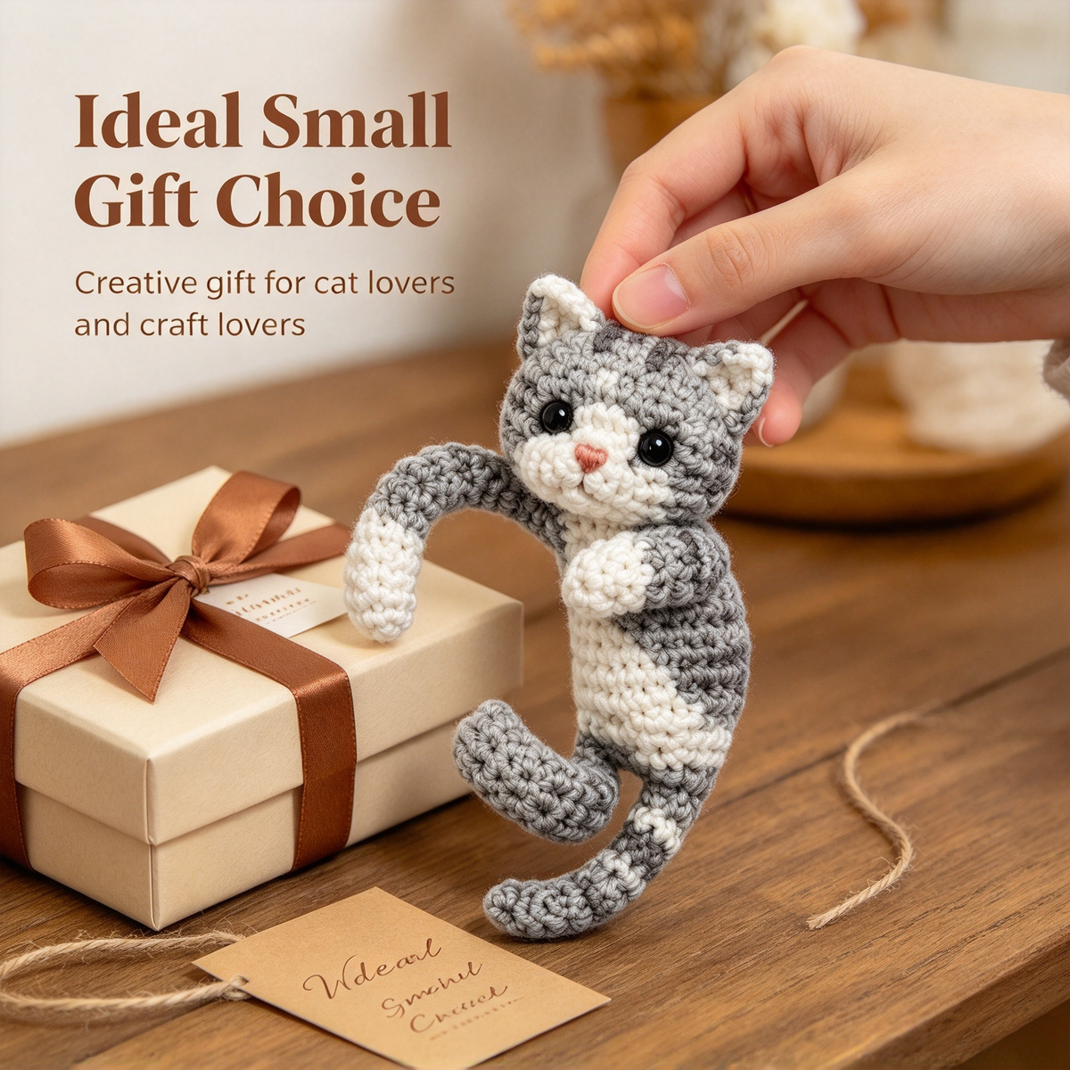 🐾 3D Hugging Animal Crochet Ear Cuff