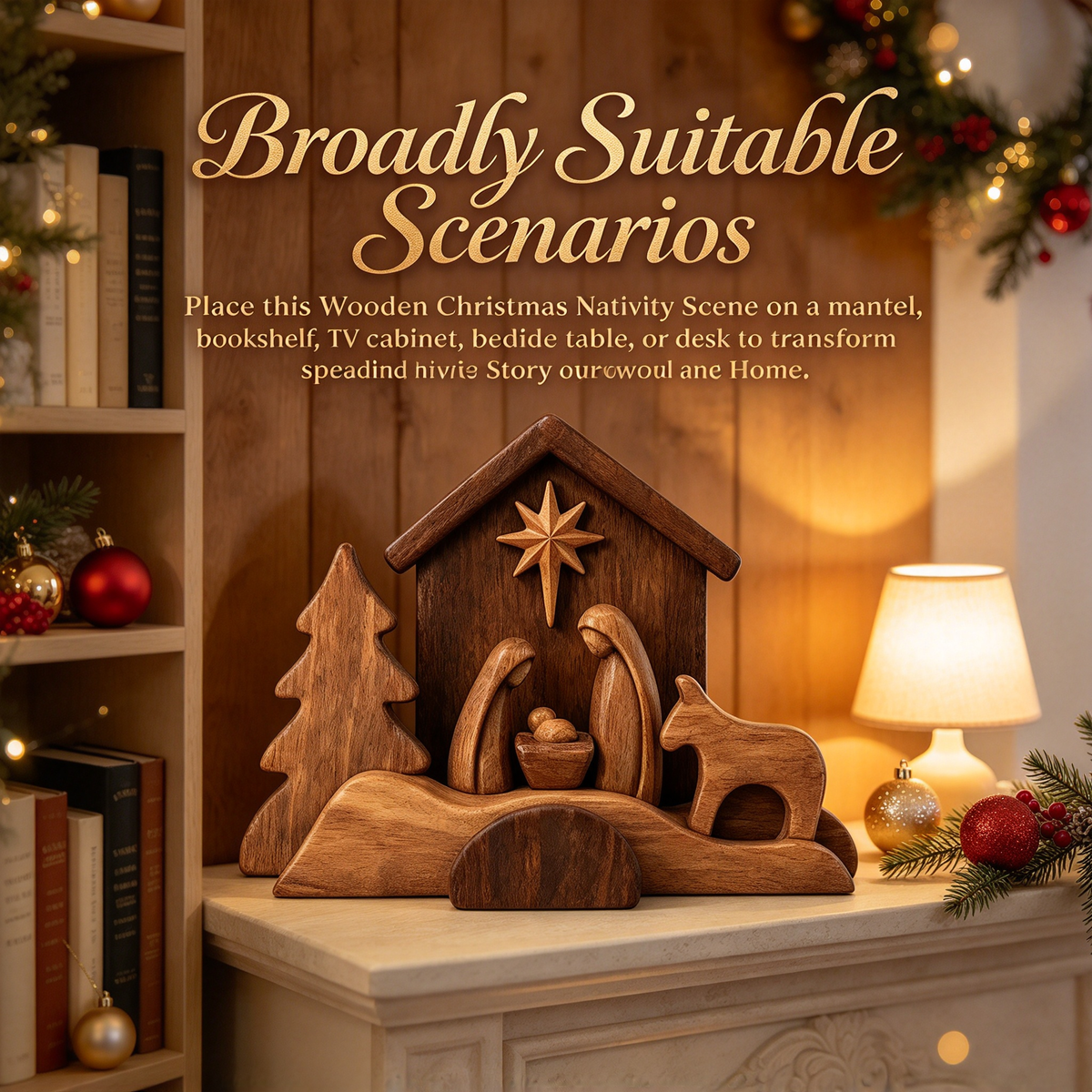 🪵 Rustic Wooden Nativity Scene Religious Christmas Decor