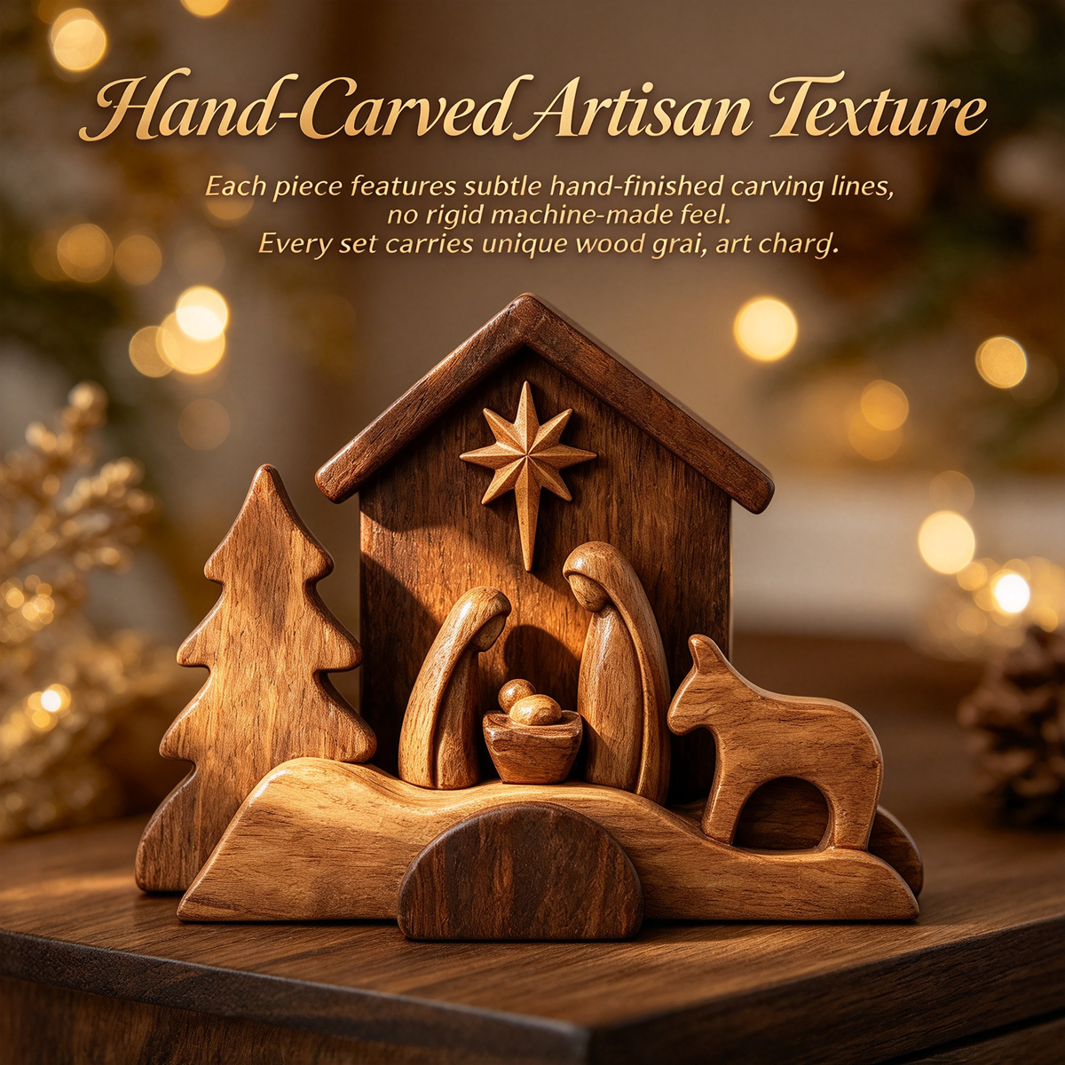 🪵 Rustic Wooden Nativity Scene Religious Christmas Decor