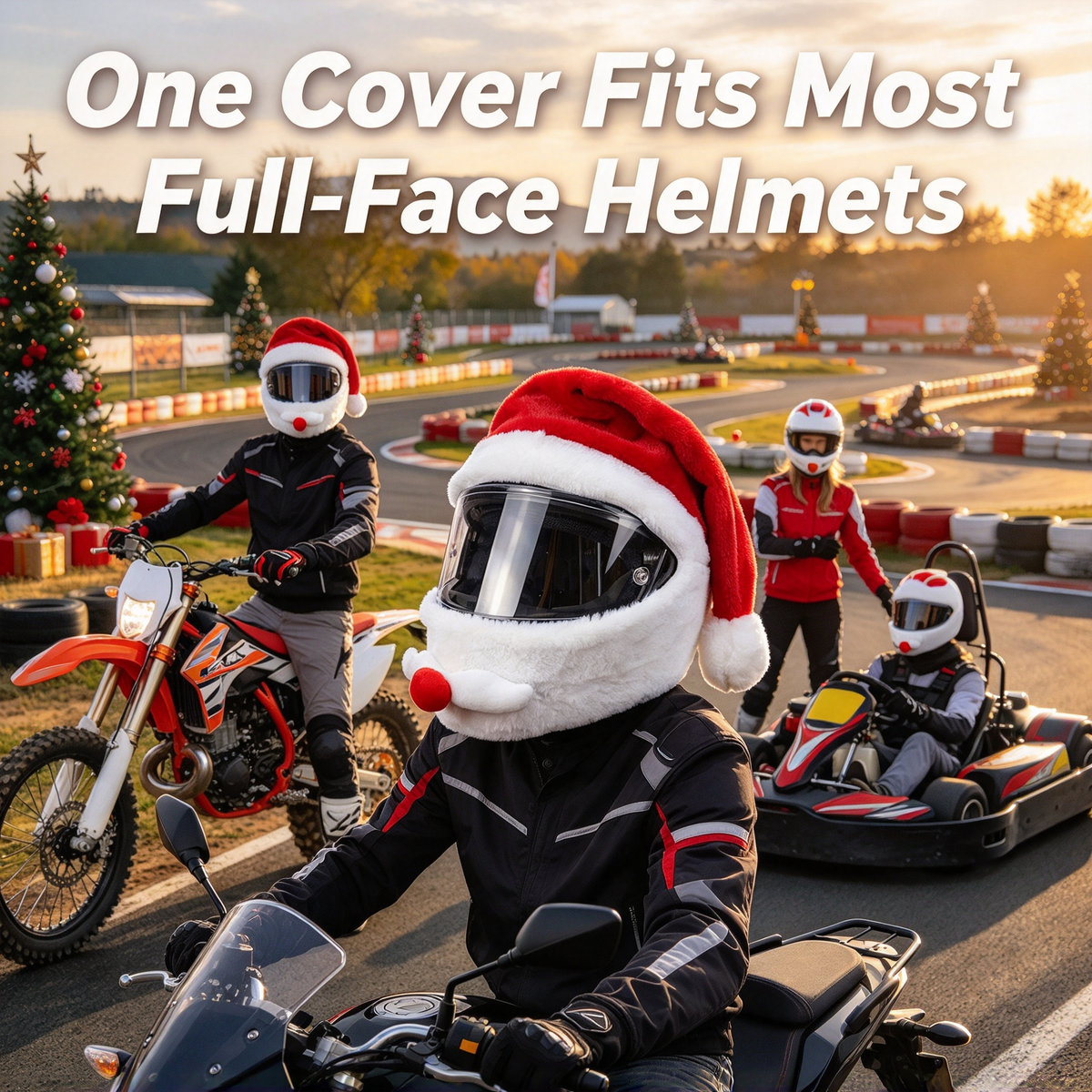 🎅 Santa Motorcycle Helmet Plush Cover