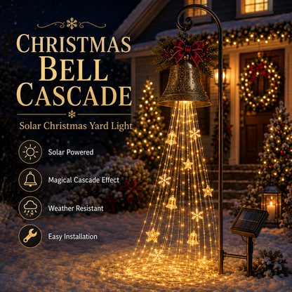 🎄✨ Christmas Bell Cascade Solar Yard Lights – Magical Holiday Glow!