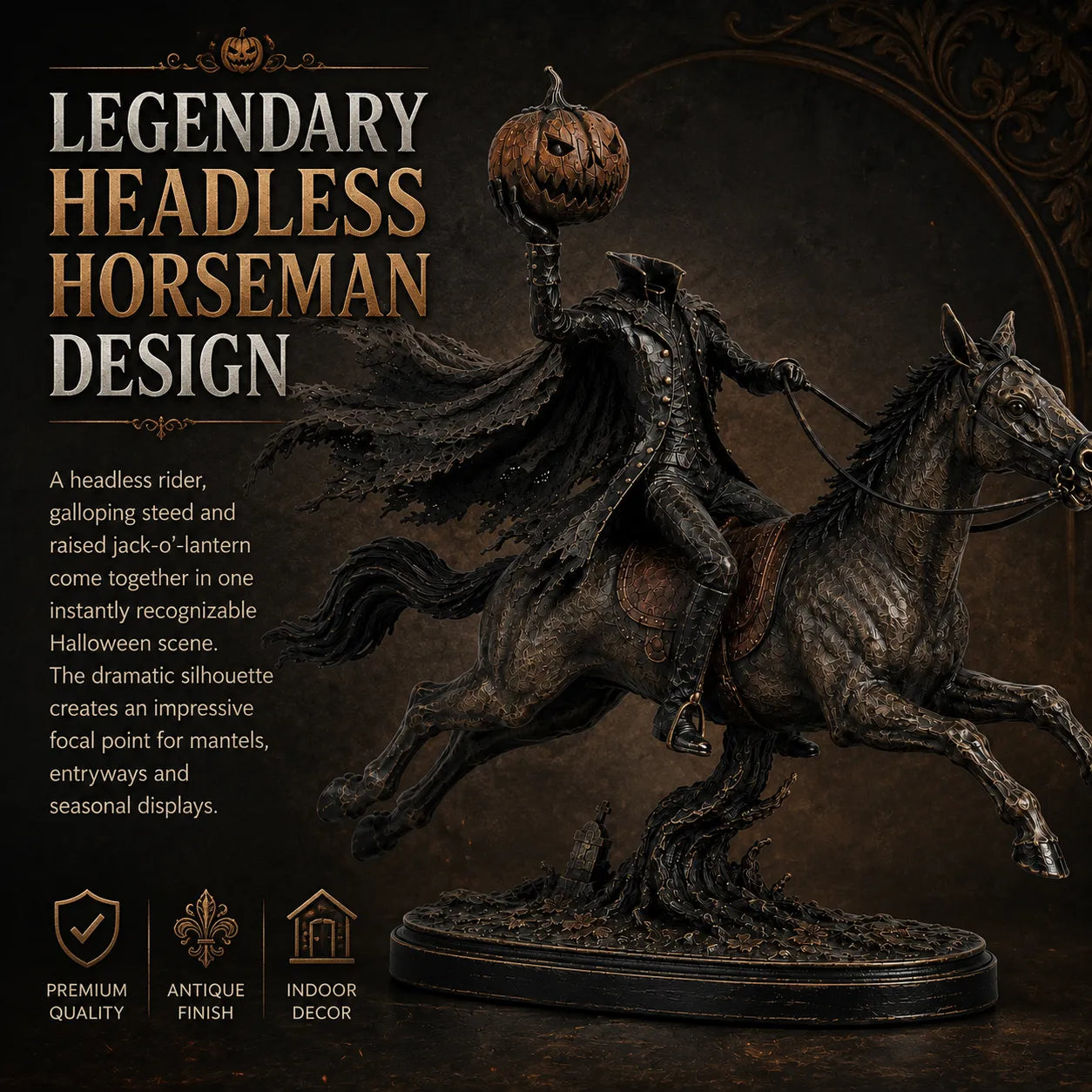 🐎🎃Lighted Headless Horseman Statue