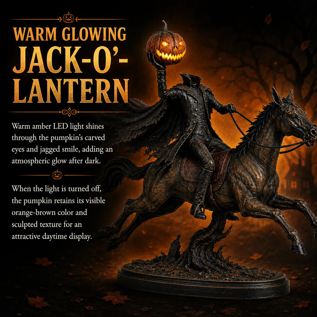 🐎🎃Lighted Headless Horseman Statue