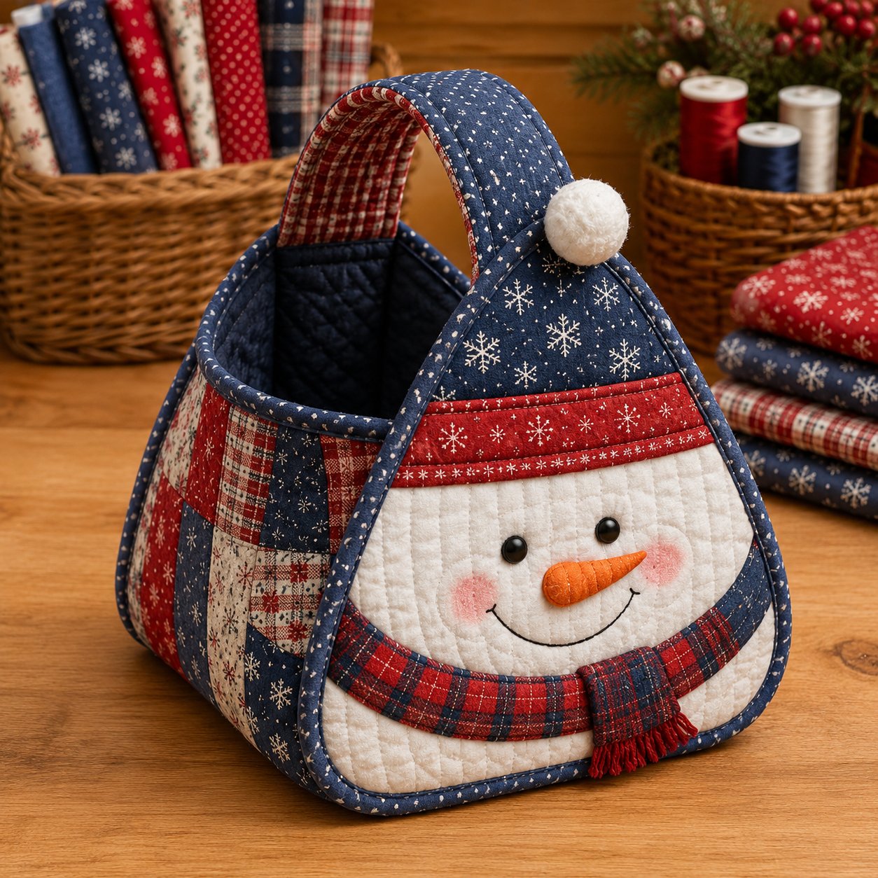 ⏳ Last Day 49% OFF – 🎄 Christmas Character Quilted Carry Basket🎁✨