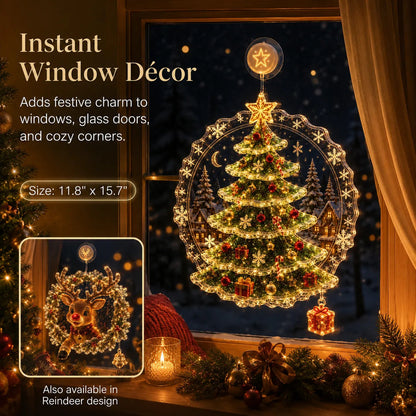 🎄Lighted Christmas Window Decoration with Suction Cup | Warm LED Window Light with Double-Layer Design & Multiple Festive Styles ✨