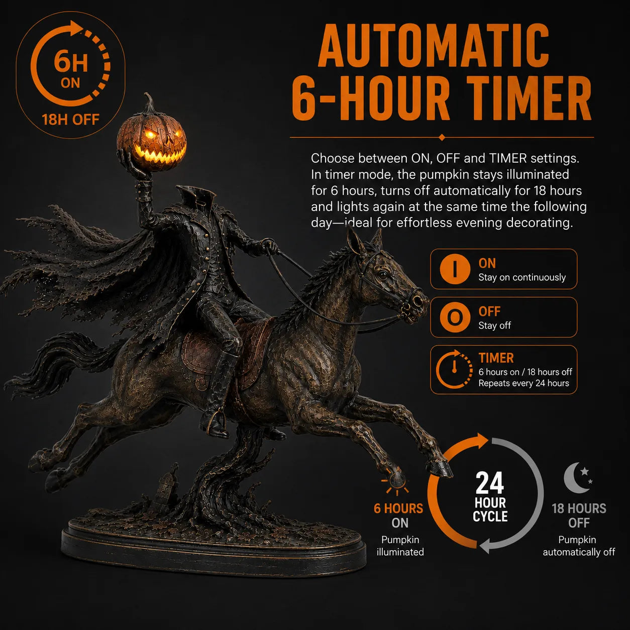 🐎🎃Lighted Headless Horseman Statue