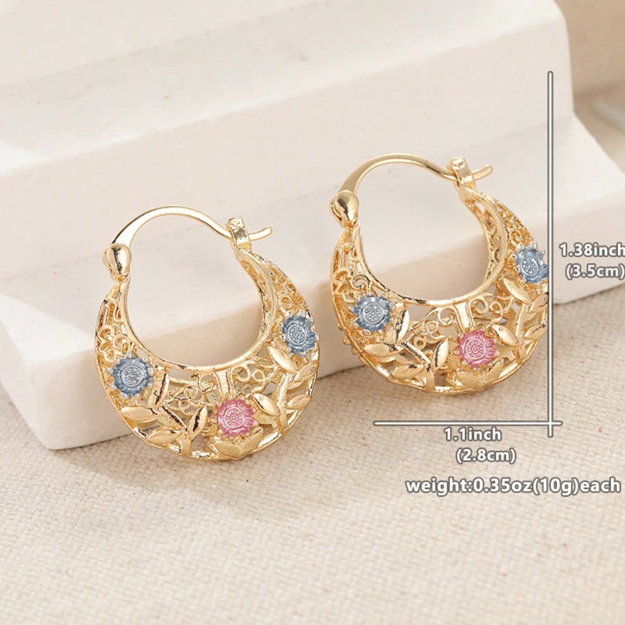 🌸 Vintage Filigree Floral Hoop Earrings