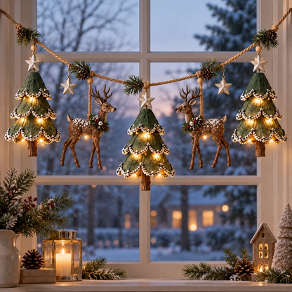 🦌 Lighted Woodland Christmas Garland
