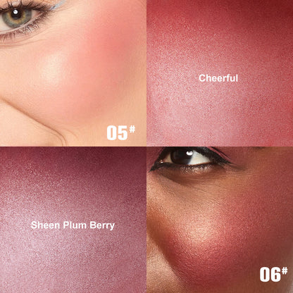 🍑 Silky Pearlescent Powder Blush | Hydrating Waterproof Luminous Cheek Blush Compact