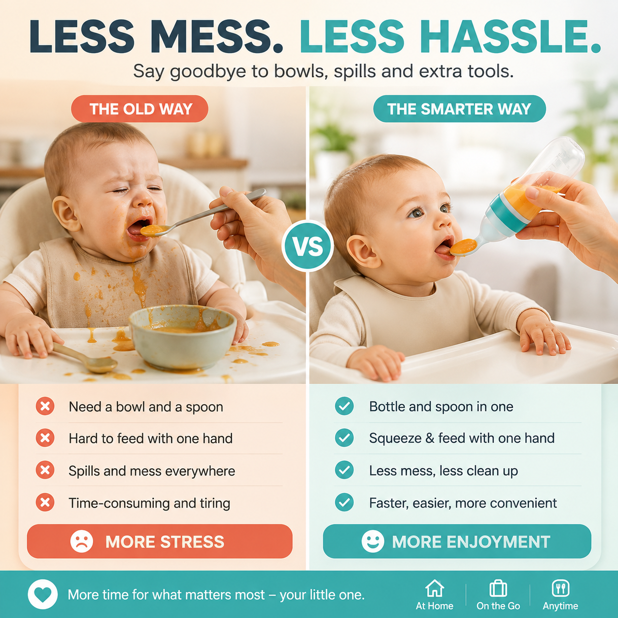 👶 Baby Food Squeeze Feeder – Mess-Free Feeding Spoon & Portable Baby Food Dispenser for Easy Mealtime