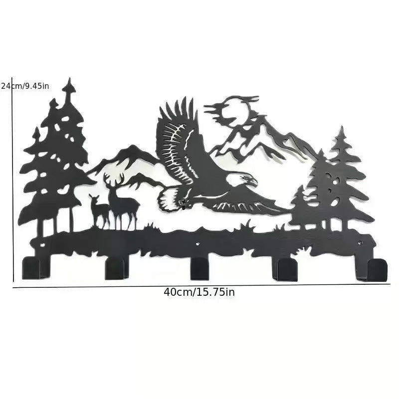 🦌🪝Deer Mountain Metal Wall Hook | Rustic Wildlife Coat & Key Hanger