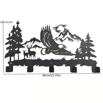 🦌🪝Deer Mountain Metal Wall Hook | Rustic Wildlife Coat & Key Hanger