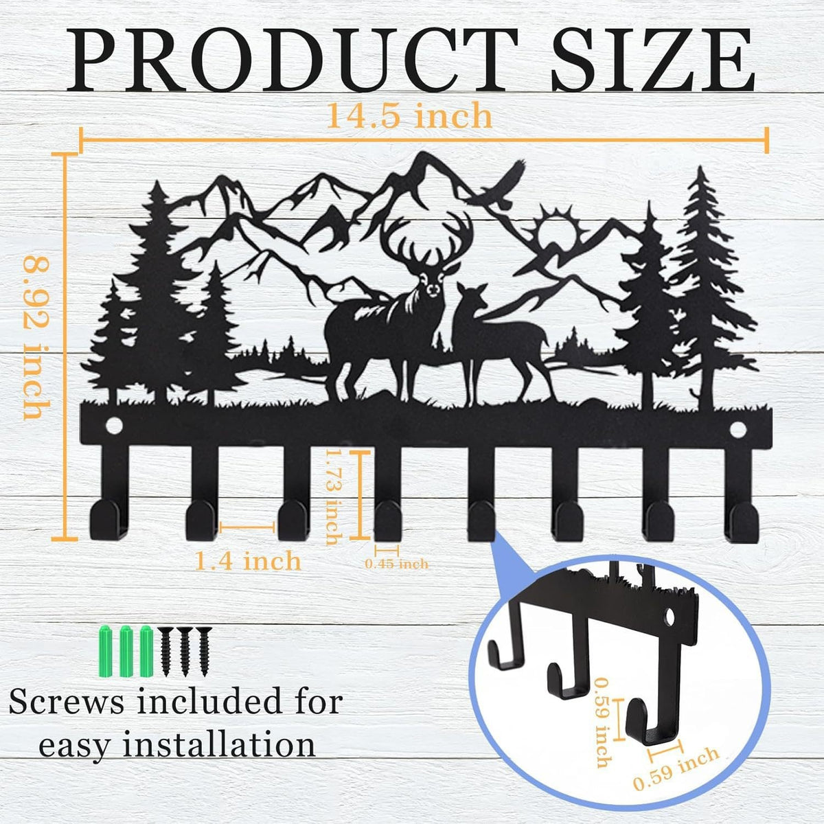 🦌🪝Deer Mountain Metal Wall Hook | Rustic Wildlife Coat & Key Hanger