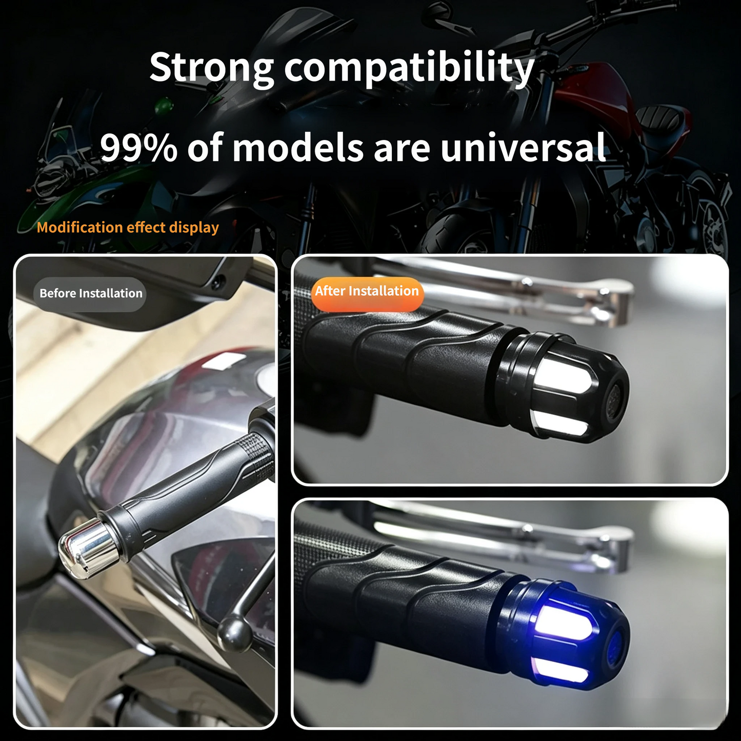 ⚡ LED Motorcycle Bar End Turn Signals – 4 Colors, Universal Fit 99% of Models⚡