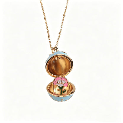 🥚💐Egg Locket Necklace with Hidden Flower