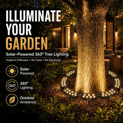 🌳Ring-Shaped Solar Tree Lights - Weatherproof Outdoor Spotlights Ideal for Trees,Pillars, and Gardens