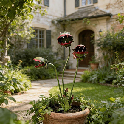 🪴 Venus Flytrap Yard Art – Durable Iron Flower Garden Stake, All-Weather Patio Decor for Spring & Halloween 🎃