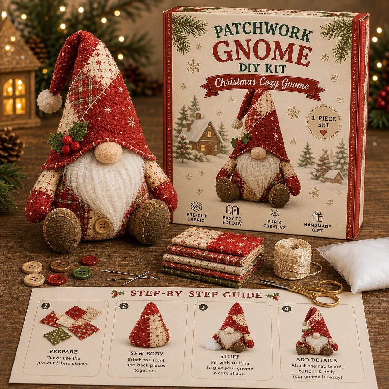 🎁 DIY Patchwork Gnome Kit – Create Your Own Cozy Decor