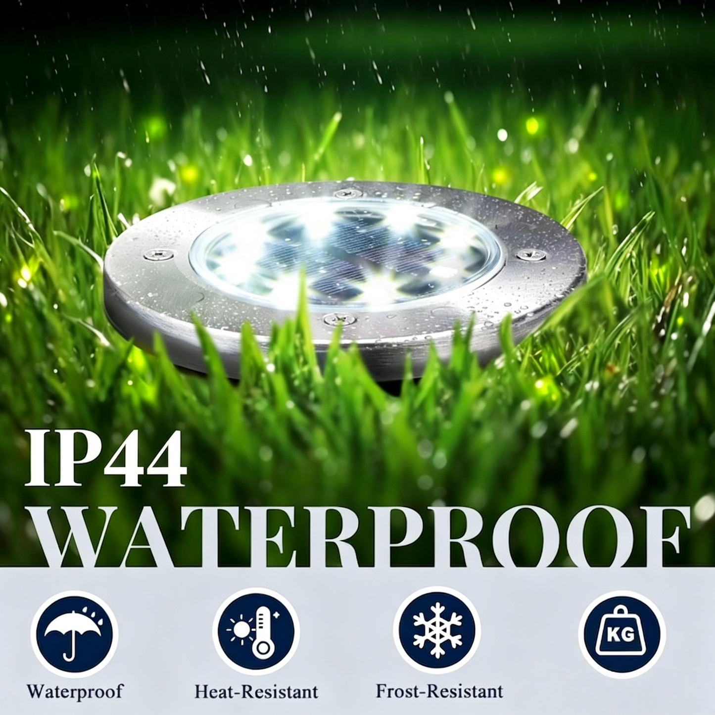 4-Pack Solar Ground Lights – Outdoor Waterproof, Cool White Light