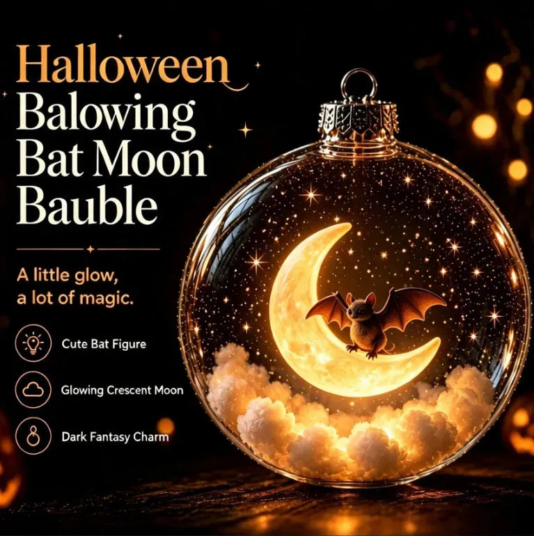✨ Glowing Halloween Bauble – 7 Cute Designs to Choose, Light-Up Acrylic Ornament with Soft Warm LED Glow