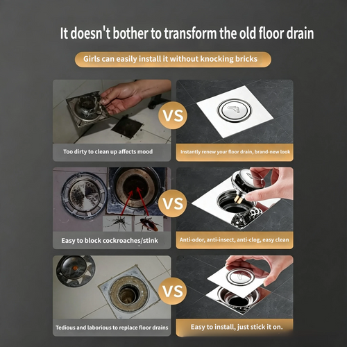 🛡️ Heavy-Duty Brass Bounce Floor Drain – Rustproof 304 Stainless Steel Panel with Anti-Odor & Anti-Bug Sealing Core