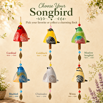 ✨ Hand-Painted Resin Bird Wind Chime, Colorful Folk Art Garden Hanging Decor