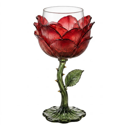 🌹 Exquisite Handcrafted Floral Art Glass Stemware