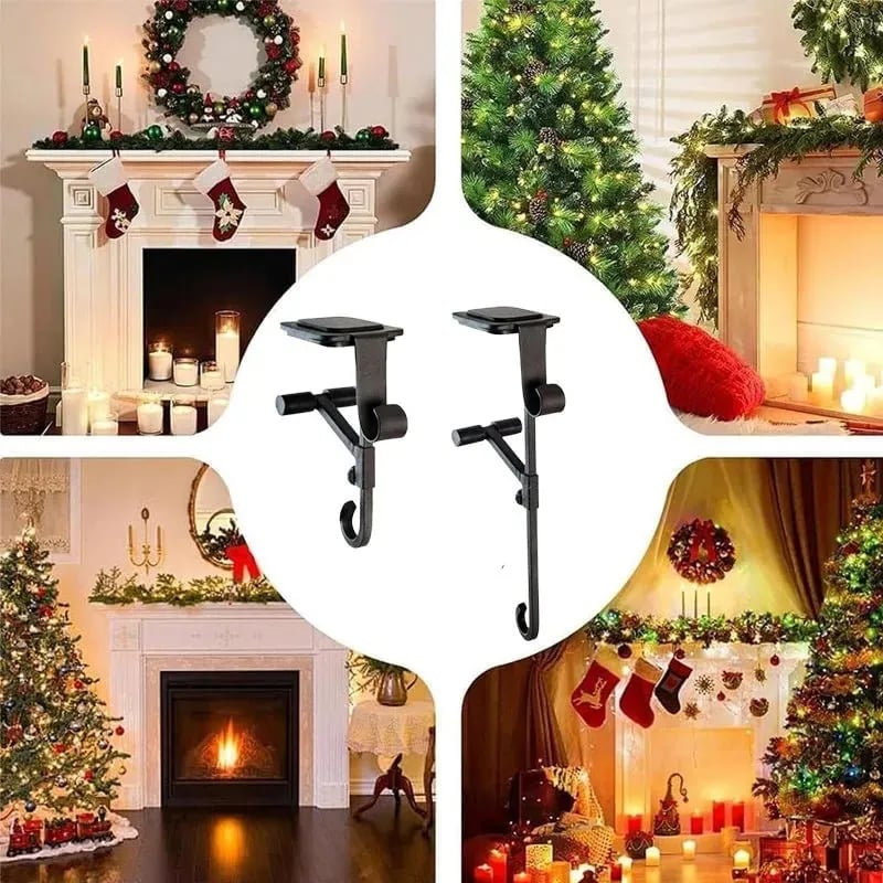 🎄🪝Adjustable Stocking & Garland Fireplace Mantel Hanger