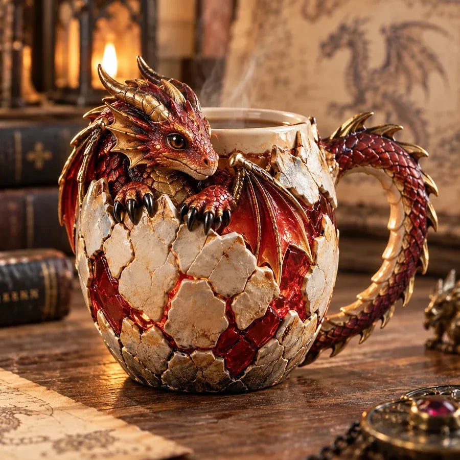 🐉🥚Dragon Egg Fantasy Sculpted Mug | 14oz Resin Coffee Cup for Dragon Lovers