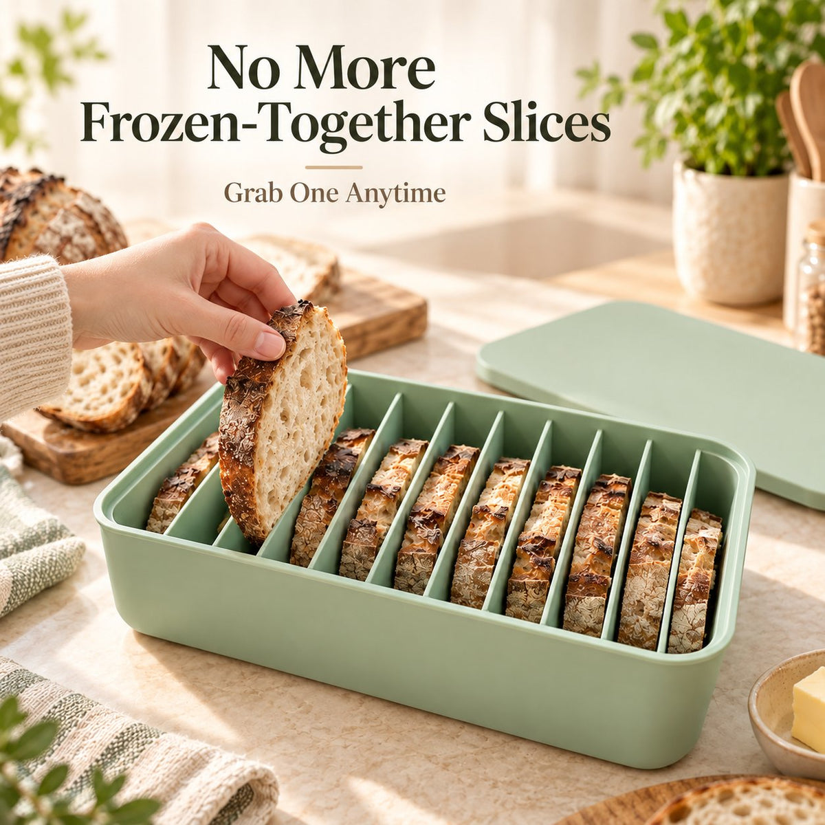 🍞11-Slot Silicone Bread Freezer Box 一 Keep Sourdough slices Separate