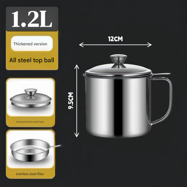 Stainless steel oil filtering pot