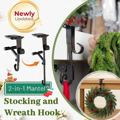 🎄🪝Adjustable Stocking & Garland Fireplace Mantel Hanger