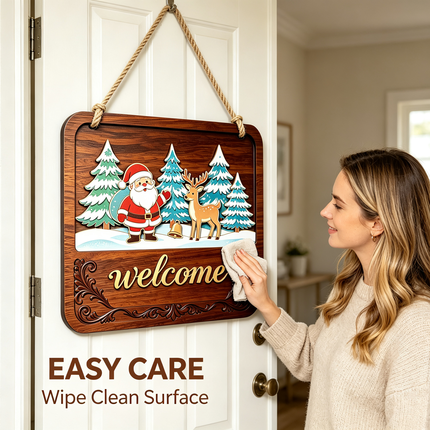 🏡Seasonal Interchangeable Wooden Welcome Sign Rustic Swap‑Out Inserts Door Hanger for Holiday Home Decor