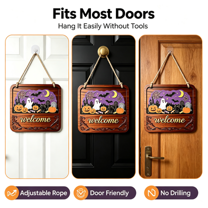 🏡Seasonal Interchangeable Wooden Welcome Sign Rustic Swap‑Out Inserts Door Hanger for Holiday Home Decor