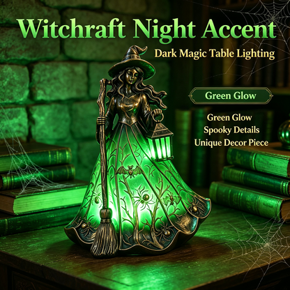 🧙‍♀️Halloween Witch Figurine LED Table Lamp, USB Powered Witch Statue Light for Halloween Tabletop Mantel Decor