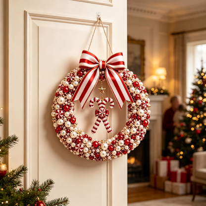 🎄 Christmas Pearl Beaded Wreath | DIY Christmas Decoration