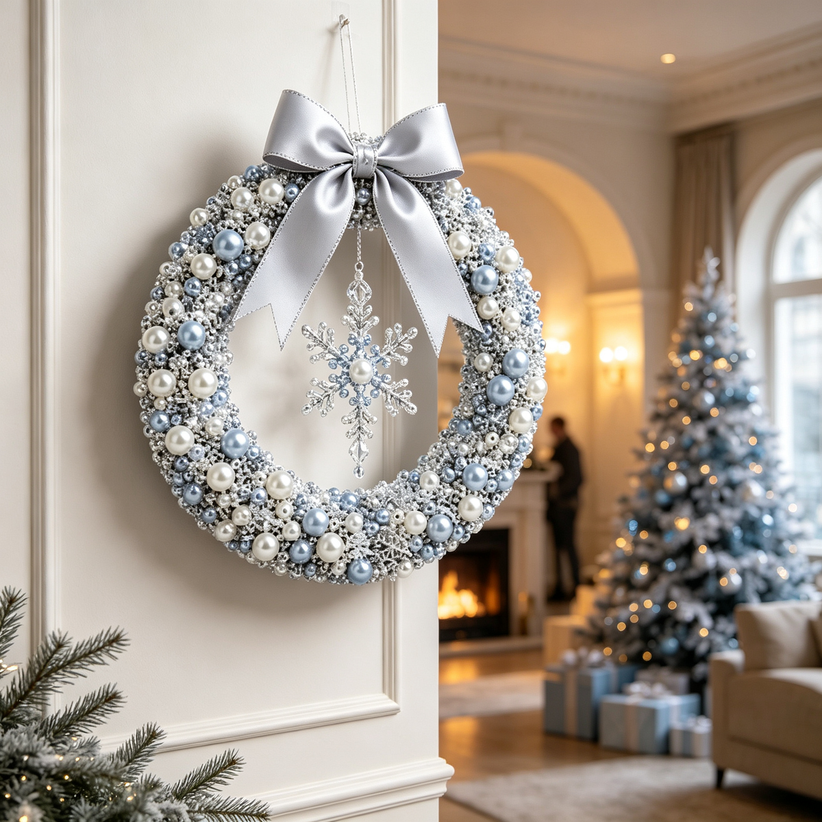 🎄 Christmas Pearl Beaded Wreath | DIY Christmas Decoration
