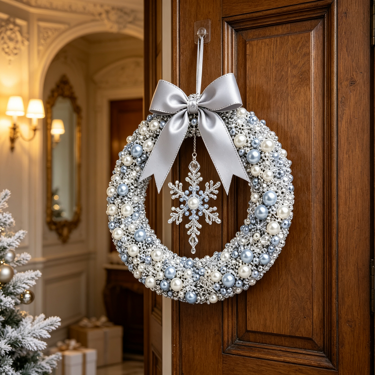 🎄 Christmas Pearl Beaded Wreath | DIY Christmas Decoration