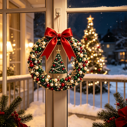 🎄 Christmas Pearl Beaded Wreath | DIY Christmas Decoration