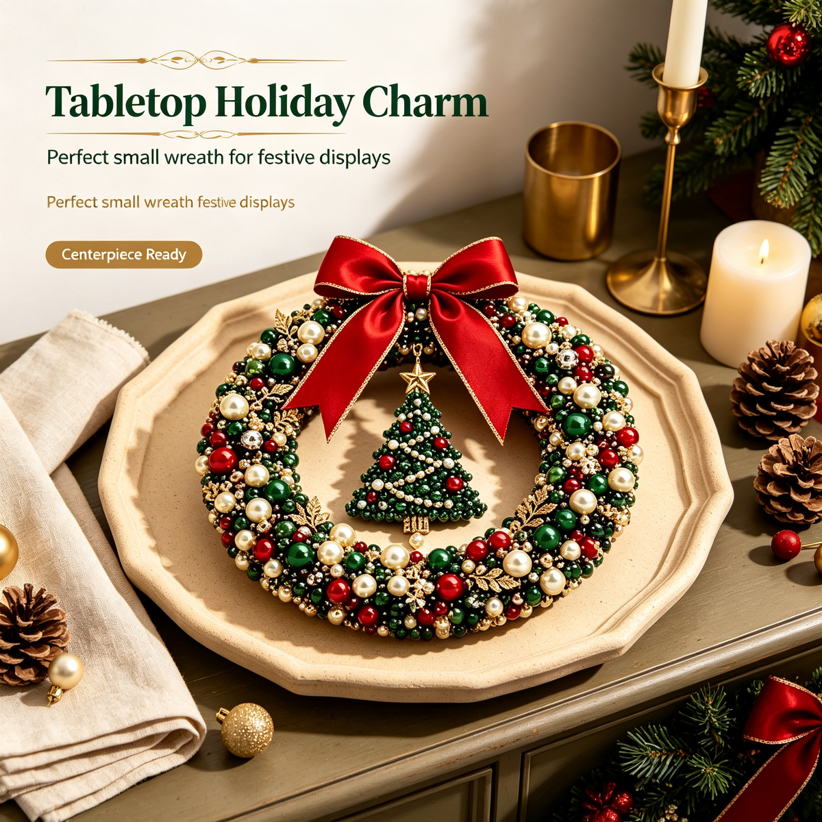 🎄 Christmas Pearl Beaded Wreath | DIY Christmas Decoration