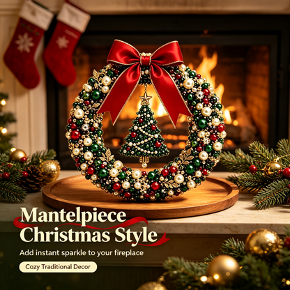 🎄 Christmas Pearl Beaded Wreath | DIY Christmas Decoration