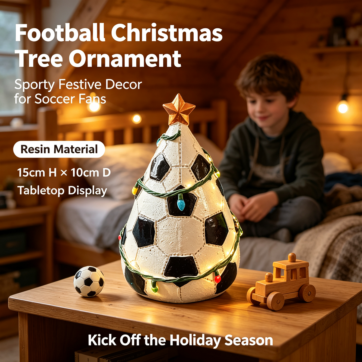 🎄 Sport Ball Mini Tabletop Christmas Tree Ornament | Resin Holiday Desktop Figurine, Christmas Gift for Sports Fans