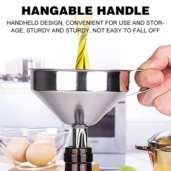 🥘Stainless Steel Kitchen Funnel With Detachable Filter Strainer