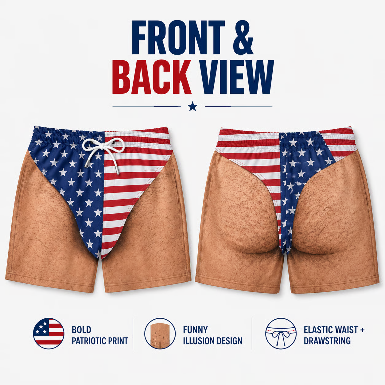 Funny Patriotic Men Swim Trunks - Personalized Summer Vacation And Travel Gifts For Men