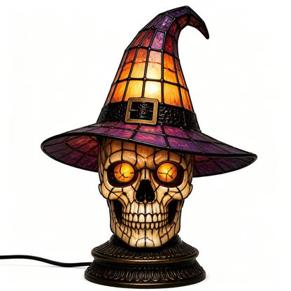 🔥Exclusive Limited Item 👍🔥50%OFF🐈🐱 Tiffany-Style Witch & Black Cat Table Lamp | Gothic Halloween Decorative Night Light