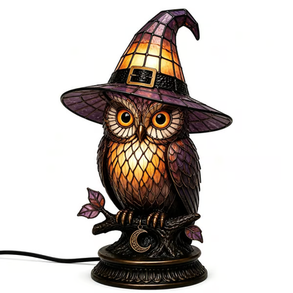 🔥Exclusive Limited Item 👍🔥50%OFF🐈🐱 Tiffany-Style Witch & Black Cat Table Lamp | Gothic Halloween Decorative Night Light