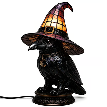 🔥Exclusive Limited Item 👍🔥50%OFF🐈🐱 Tiffany-Style Witch & Black Cat Table Lamp | Gothic Halloween Decorative Night Light