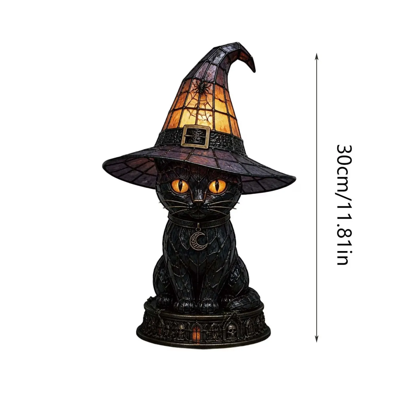🔥Exclusive Limited Item 👍🔥50%OFF🐈🐱 Tiffany-Style Witch & Black Cat Table Lamp | Gothic Halloween Decorative Night Light